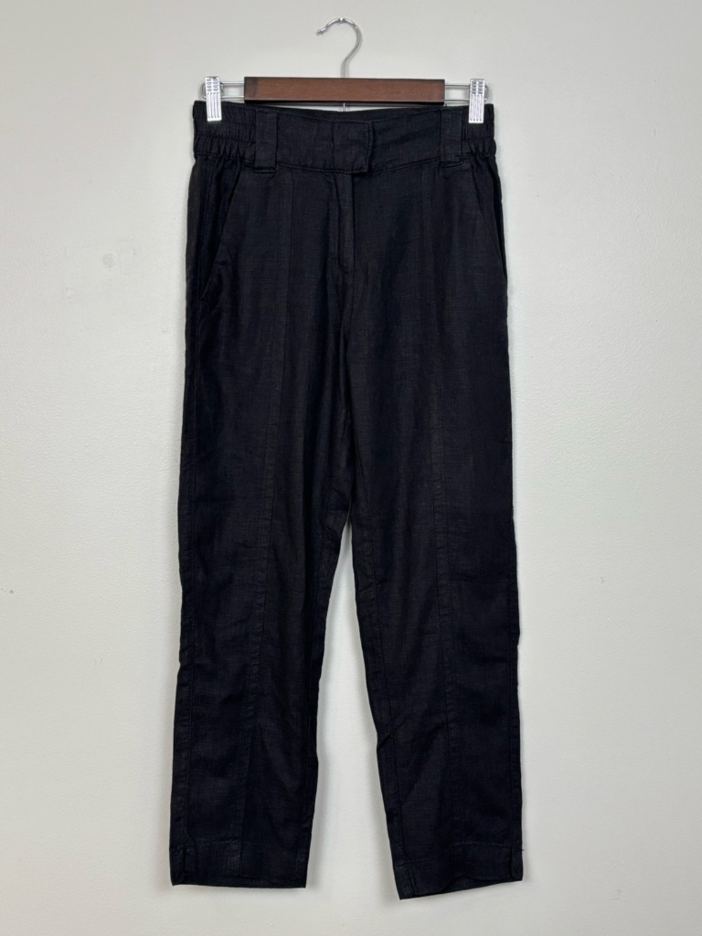 Next Pants Womens 6 Petite Black Contains Linen Coastal Beach Minimalist Pant